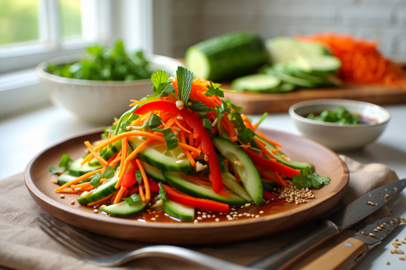 Азиатский салат полезный легкий рецепт для весеннего меню